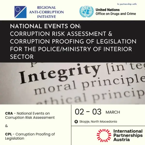 Обука за претставници на Министерството за внатрешни работи за проценка на ризикот од корупција